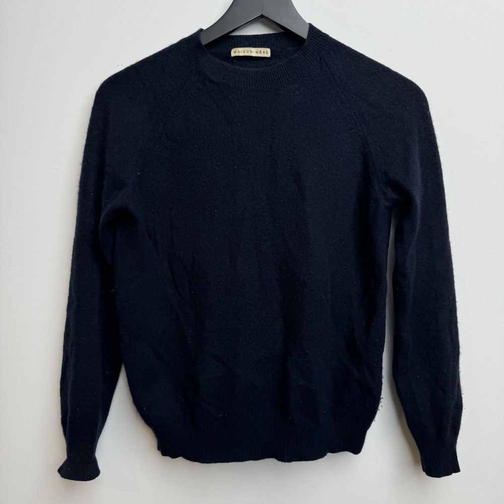 Maison Mere Navy Cashmere S Crewneck‎ Raglan Sweater Made in Italy Women's